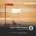Lampada LED da Tavolo Magnetica 3W Ricaricabile con USB C Touch Dimmerabile 4000K Colore Rosso SKU-23043