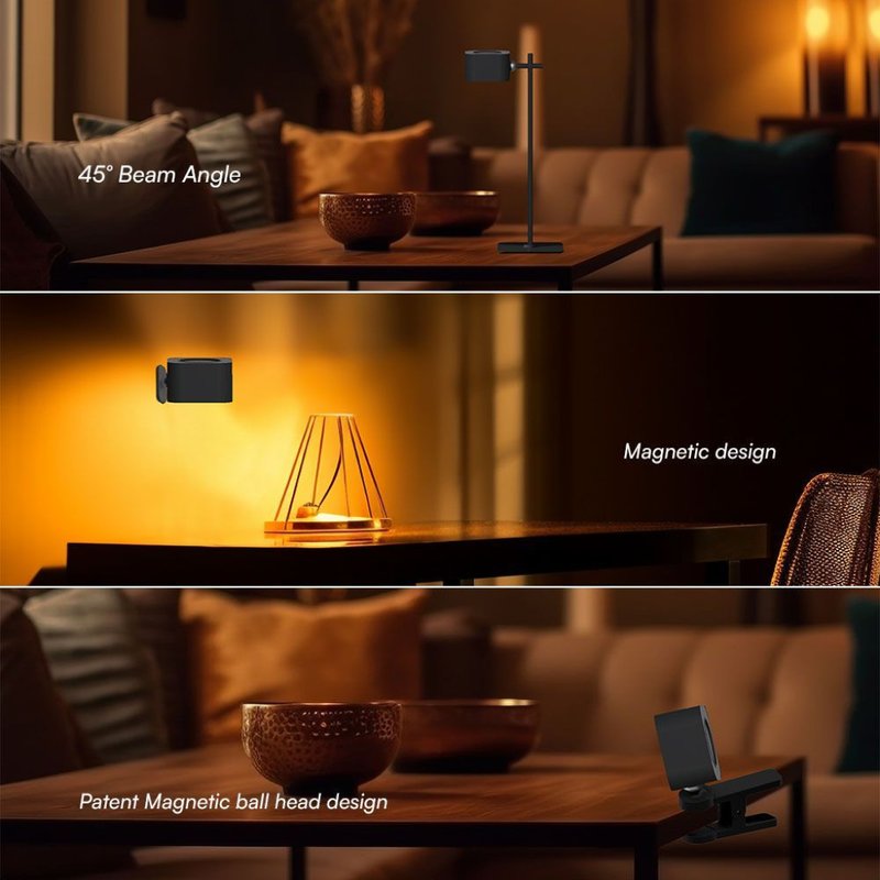 Lampada LED da Tavolo Magnetica 3W con Batteria Ricaricabile USB C Touch Dimmerabile 3in1 Colore Nero SKU-23411