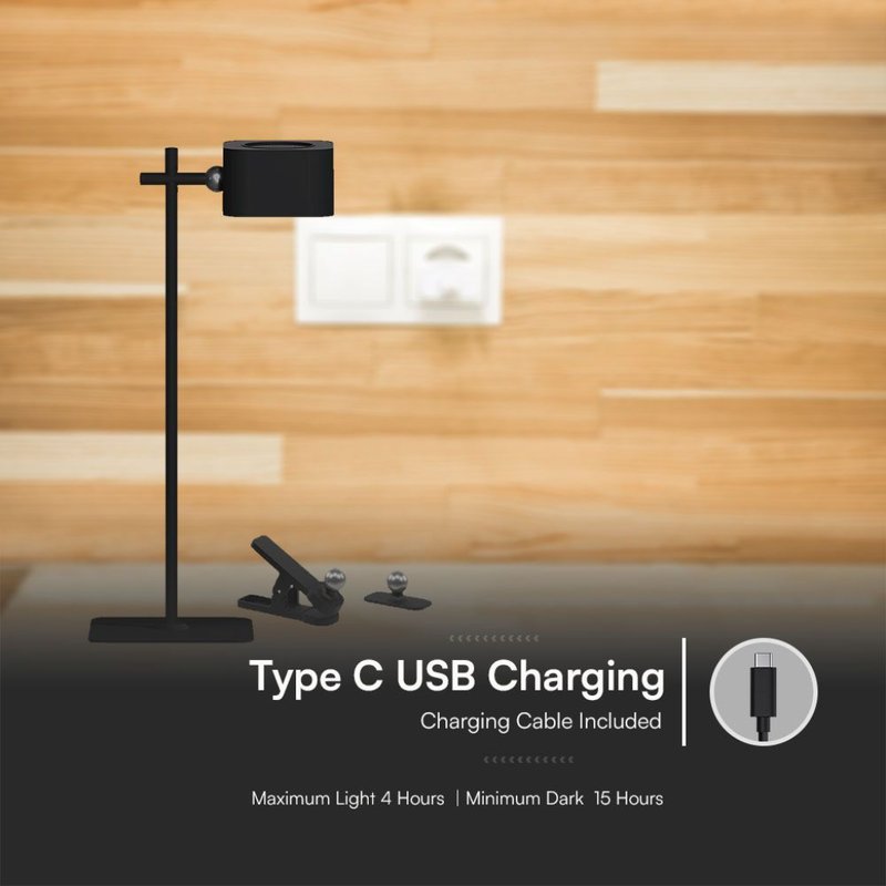 Lampada LED da Tavolo Magnetica 3W con Batteria Ricaricabile USB C Touch Dimmerabile 3in1 Colore Nero SKU-23411