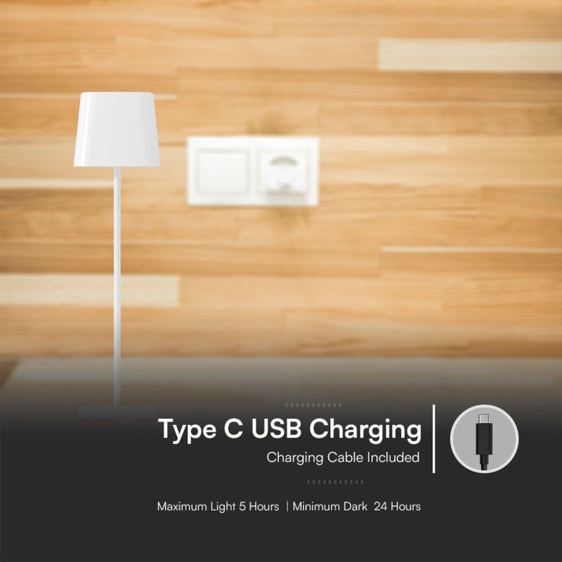 Lampada LED da Tavolo Magnetica 5W con Batteria Ricaricabile USB C Colore Bianco Touch Dimmerabile 3in1 IP65 SKU-23412