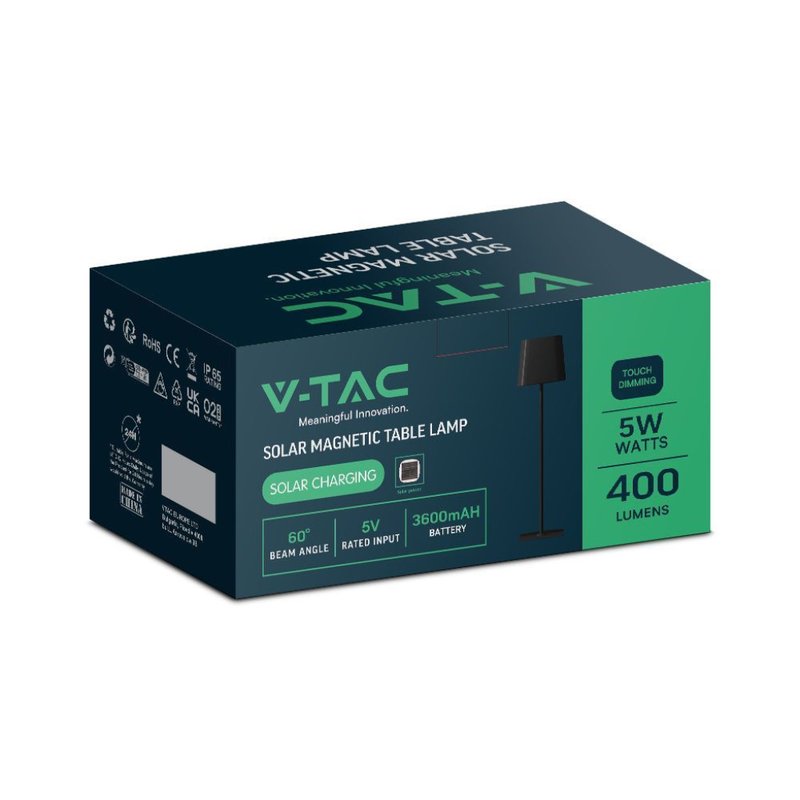 Lampada LED da Tavolo Magnetica 5W con Batteria Ricaricabile USB C Colore Nero Touch Dimmerabile 3in1 IP65 SKU-23413