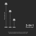 Piantana LED 4W Colore Bianco in Alluminio con Touch Dimmerabile Altezza regolabile 3in1 3000K IP54 SKU-7007
