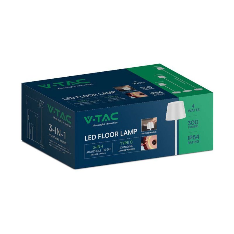 Piantana LED 4W Colore Nero in Alluminio con Touch Dimmerabile Altezza regolabile 3in1 3000K IP54 SKU-7009