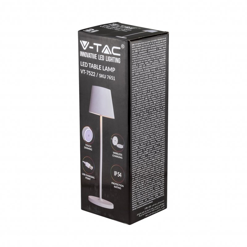 Lampada LED da Tavolo 2W Colore Bianco in Alluminio con caricatore Wireless e Touch Dimmerabile 3000K IP54 SKU-7651