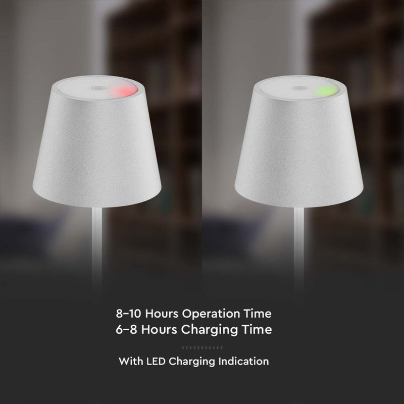Lampada LED da Tavolo 2W Colore Bianco in Alluminio con caricatore Wireless e Touch Dimmerabile 3000K IP54 SKU-7651