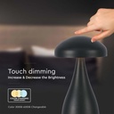 Lampada LED da Tavolo 1W con Batteria 1800mAh Ricaricabile USB C Colore Nero in Metallo Dimmerabile 3 In 1 SKU-7895