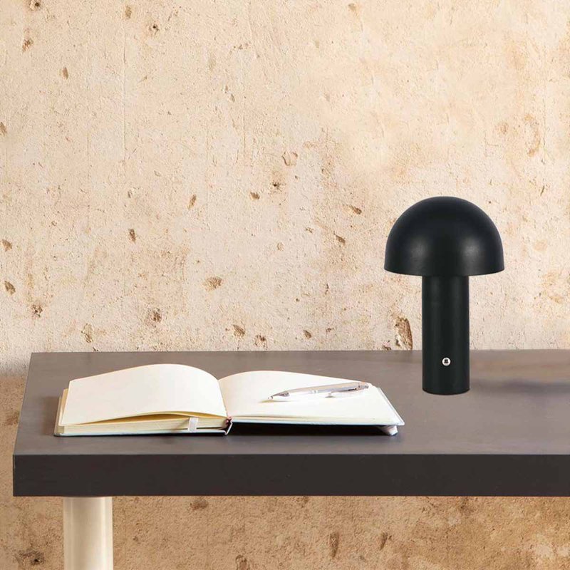 Lampada LED da Tavolo 3W con Batteria 1800mAh Ricaricabile USB C Colore Nero in Metallo Touch Dimmerabile 3 in 1 SKU-7898