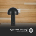 Lampada LED da Tavolo 3W con Batteria 1800mAh Ricaricabile USB C Colore Nero in Metallo Touch Dimmerabile 3 in 1 SKU-7898