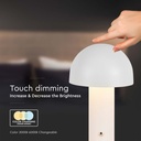 Lampada LED da Tavolo 3W con Batteria 1800mAh Ricaricabile USB C Colore Bianco in Metallo Touch Dimmerabile 3in1 SKU-7899