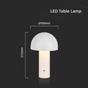 Lampada LED da Tavolo 3W con Batteria 1800mAh Ricaricabile USB C Colore Bianco in Metallo Touch Dimmerabile 3in1 SKU-7899