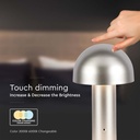 Lampada LED da Tavolo 3W con Batteria 1800mAh Ricaricabile USB C Colore Oro in Metallo Touch Dimmerabile 3in1 SKU-7937