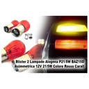 Blister 2 Lampade Alogena P21/5W BAZ15D Asimmetrica 12V 21/5W Colore Rosso Carall