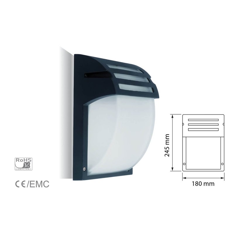 Applique Lampada Da Parete Giardino Esterno Attacco E27 Colore Nero Vetro Opale SKU-7076