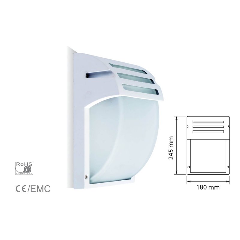 Applique Lampada Da Parete Giardino Esterno Attacco E27 Colore Bianco Vetro Opale SKU-7077