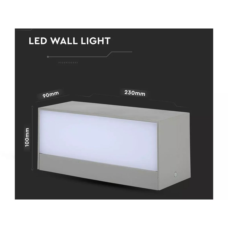 Applique Lampada LED da Muro Rettangolare 12W Doppio Fascio Luminoso Colore Grigio 3000K IP65 SKU-218242