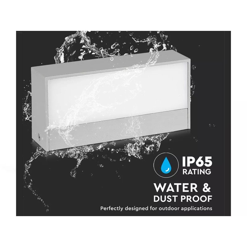 Applique Lampada LED da Muro Rettangolare 12W Doppio Fascio Luminoso Colore Grigio 3000K IP65 SKU-218242