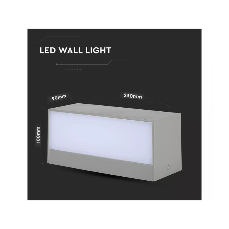 Applique Lampada LED da Muro Rettangolare 12W Doppio Fascio Luminoso Colore Grigio 4000K IP65 SKU-218243