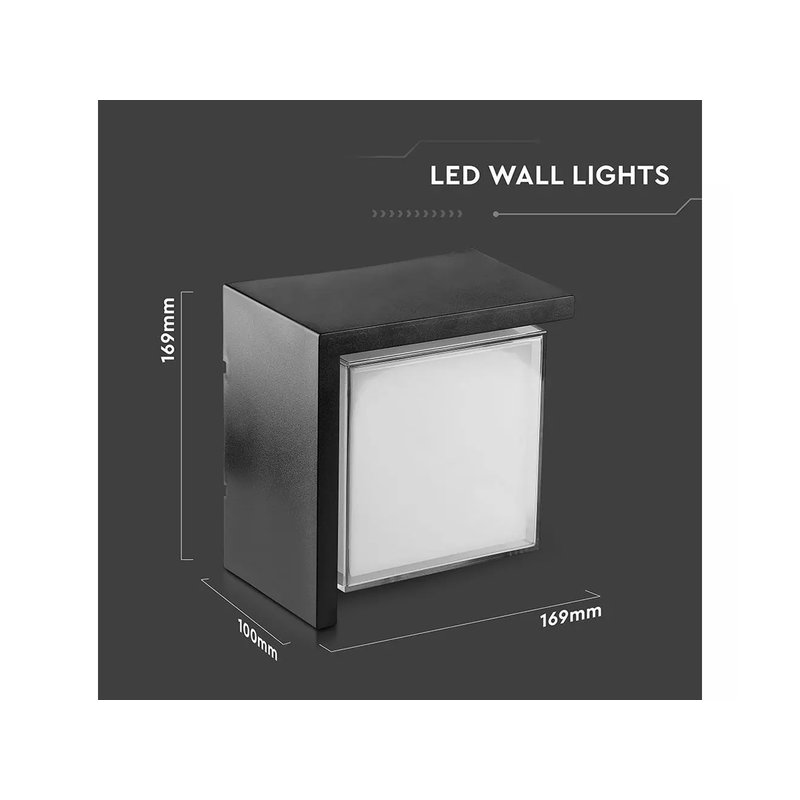 Applique Lampada Led Da Muro Parete Quadrato Neutro 4000K 12W Con Diffusore Semicoperto Colore Nero SKU-218540