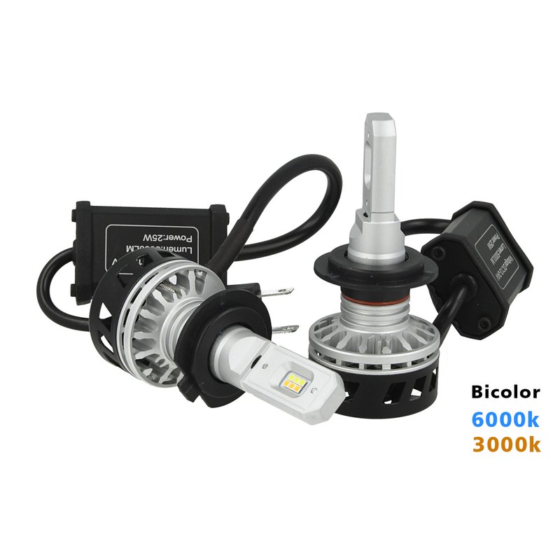 Kit Full Led Canbus H7 30W Dual Color 6000K 3000K Doppio Colore Bianco Giallo Super Luminoso e Antinebbia 12V 24V 5000lm