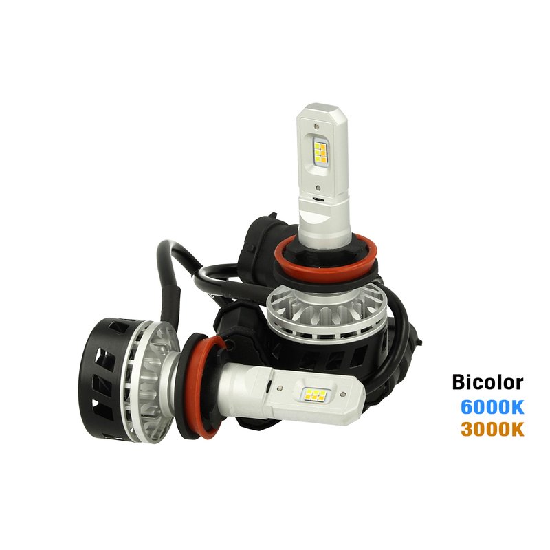 Kit Full Led Canbus H8 H11 30W Dual Color 6000K 3000K Doppio Colore Bianco Giallo Super Luminoso e Antinebbia 12V 24V 5000lm
