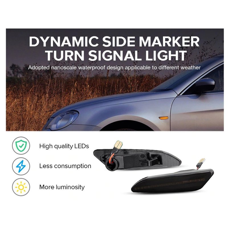 Kit Freccia Laterale a Led Side Marker Dinamica Lente Fume Alfa Romeo 147 156 Fiat Tipo Lancia Delta III Ypsilon