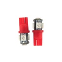 Lampada Led T10 W5W 5 Smd 5050 Colore Rosso Luci Di Posizione 12V