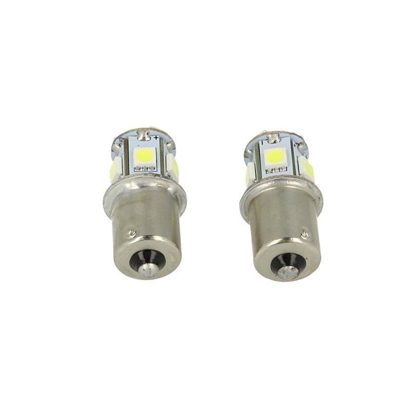 24V Lampada Led Canbus BA15S G18,5 R5W Colore Rosso Piedi Dritti 8 Smd 5050 Per Camion Bus Barca