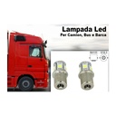 24V Lampada Led Canbus BA15S G18,5 R5W Colore Rosso Piedi Dritti 8 Smd 5050 Per Camion Bus Barca