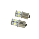 24V Lampada Led Canbus BA15S G18,5 R5W Colore Verde Piedi Dritti 8 Smd 5050 Per Camion Bus Barca