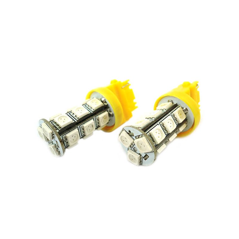 Lampada Led T25 3156 P27W 18 Smd 5050 Arancione 12V Auto W2.5x16d