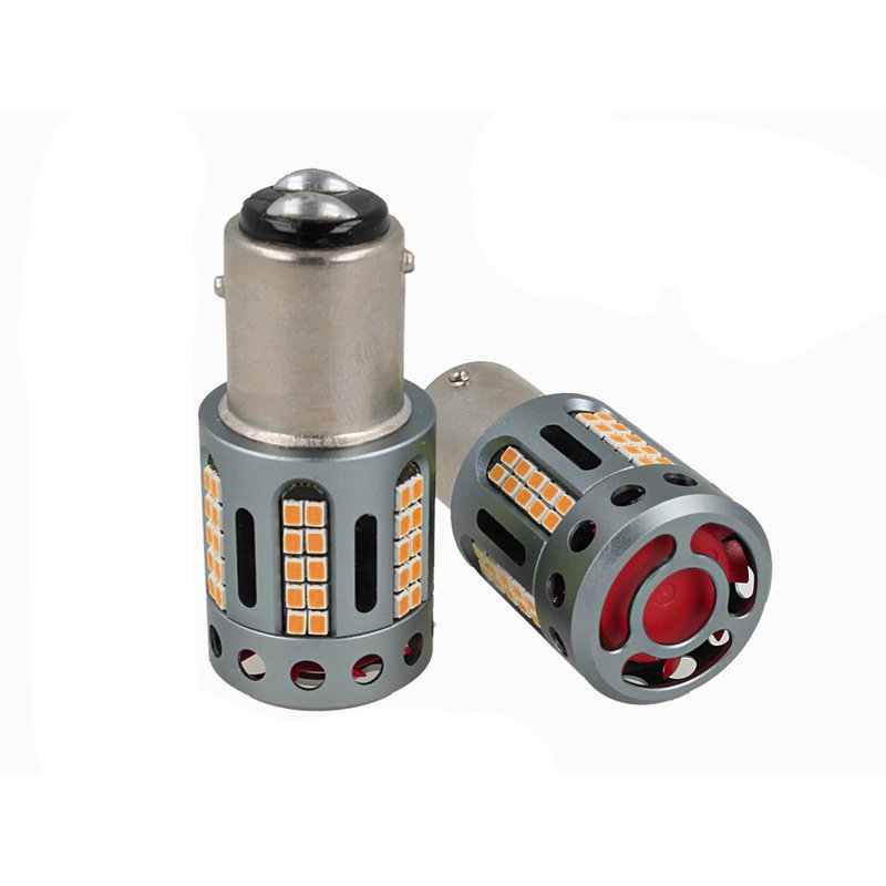 Lampada Led BAY15D 1157 100% Canbus 12V 21/5W Effettiva Colore Rosso Con Ventola In Testa