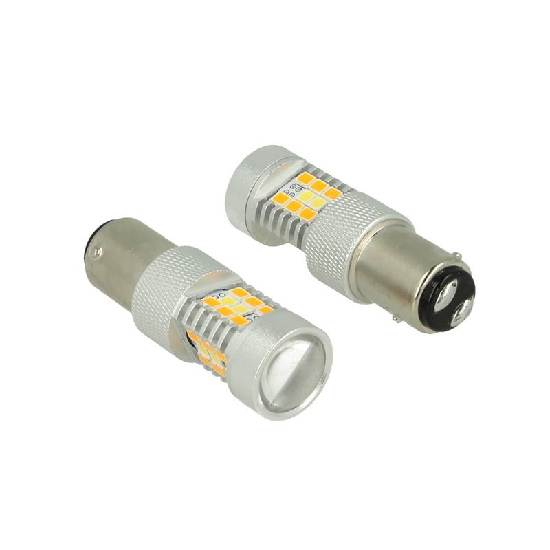 Lampada Led BAY15D 1157 12V P21/5W Dual Color Bianco + Arancione 28 Smd 2835 Frecce