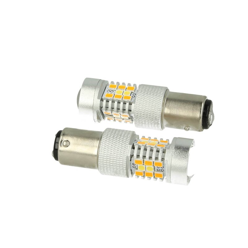 Lampada Led BAY15D 1157 12V P21/5W Dual Color Bianco + Arancione 28 Smd 2835 Frecce