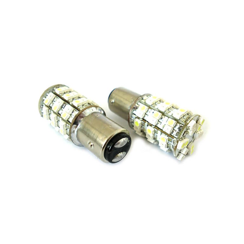 Lampada Led BAY15D 1157 P21/5W 60 Smd Bi Color Bianco Arancione Luce Freccia