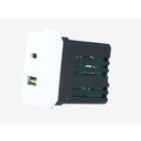 ETTROIT Modulo Presa Caricatore USB 2 Porte 3,1A USB-A + USB Type C Bianco Compatibile Con Bticino Matix