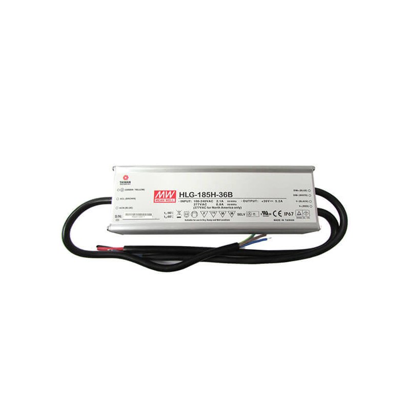 Meanwell HLG-185H-12B Led Driver Corrente Costante CC 13A 6-12VDC Alimentatore Voltaggio Costante CV 12V 156W Dimmerabile 1-10V PWM