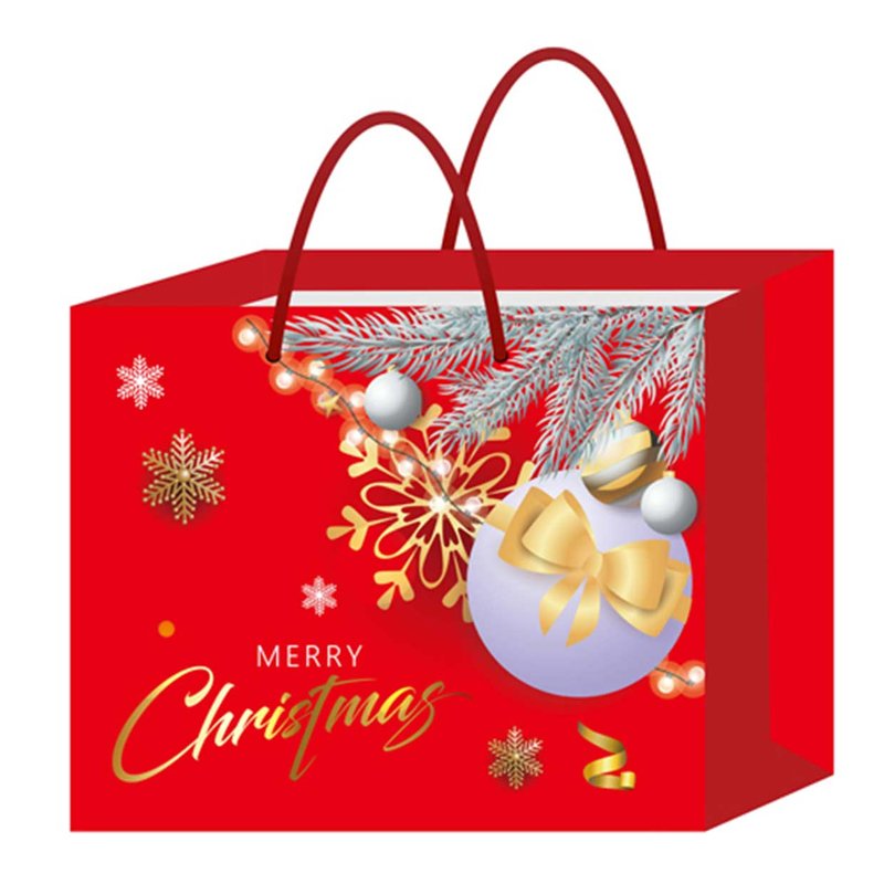 12 Pezzi Sacchetti da Regalo Per Natale Buste Borse Regalo Orizontale Merry Christmas 27X32X11cm Manico In Corda