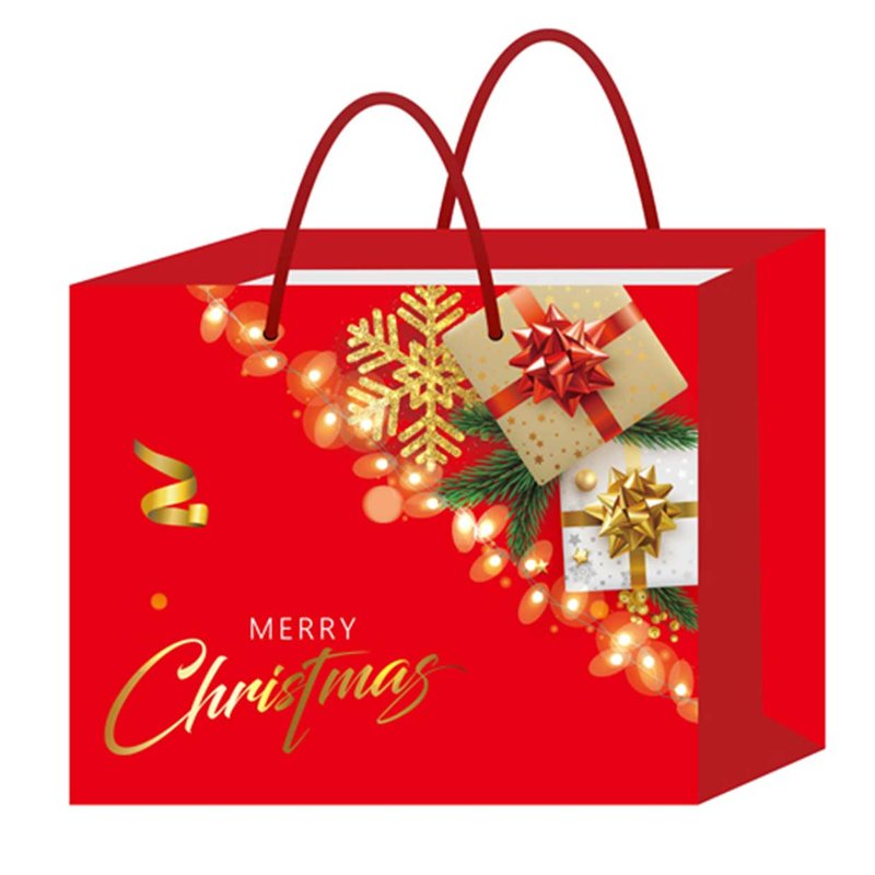 12 Pezzi Sacchetti da Regalo Per Natale Buste Borse Regalo Orizontale Merry Christmas 27X32X11cm Manico In Corda