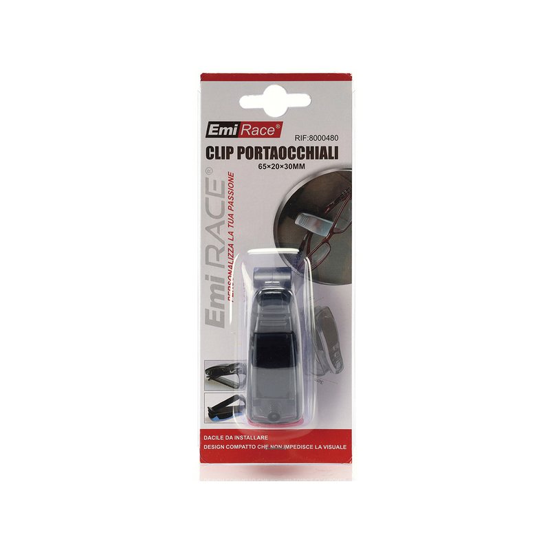 Clip Portaocchiali per Auto Da Parasole Colore Nero Supporto per Occhiali e Biglietti