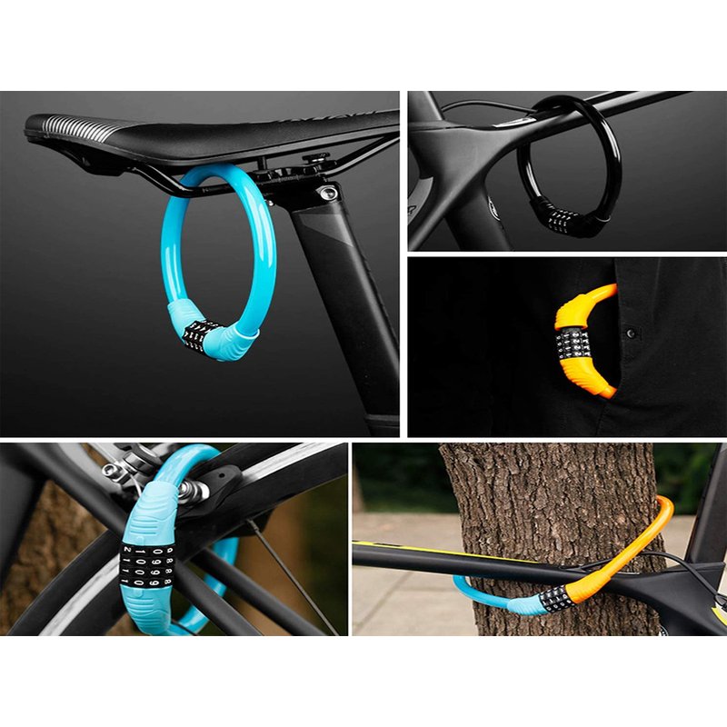 Lucchetto Bici Combinazione 4 Cifre 11X600mm Per Bicicletta Monopattino Colore Assortito