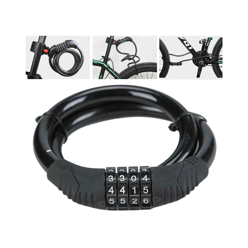Lucchetto Bici Combinazione 4 Cifre 11X1200mm Per Bicicletta Monopattino Colore Assortito