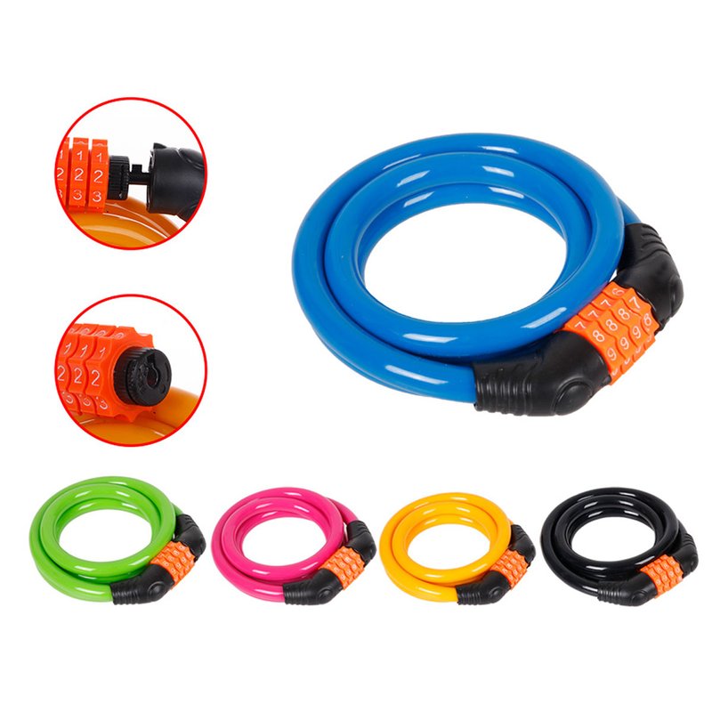 Lucchetto Bici Combinazione 4 Cifre 11X1200mm Per Bicicletta Monopattino Colore Assortito
