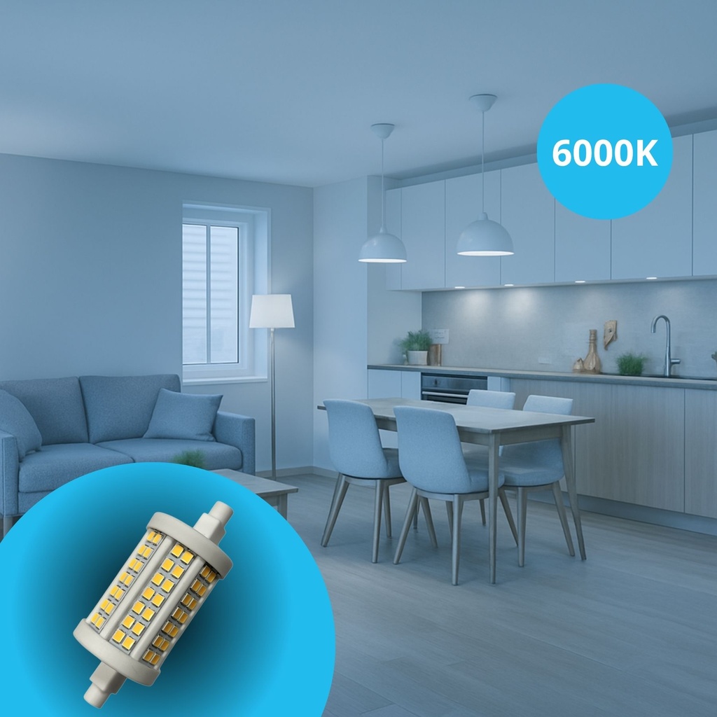 Lampadina Led R7S 78mm SMD 220V 15W 140LM/W Bianco Freddo 6000K >80 360° Triac Dimmer IP20 2100 Lumen