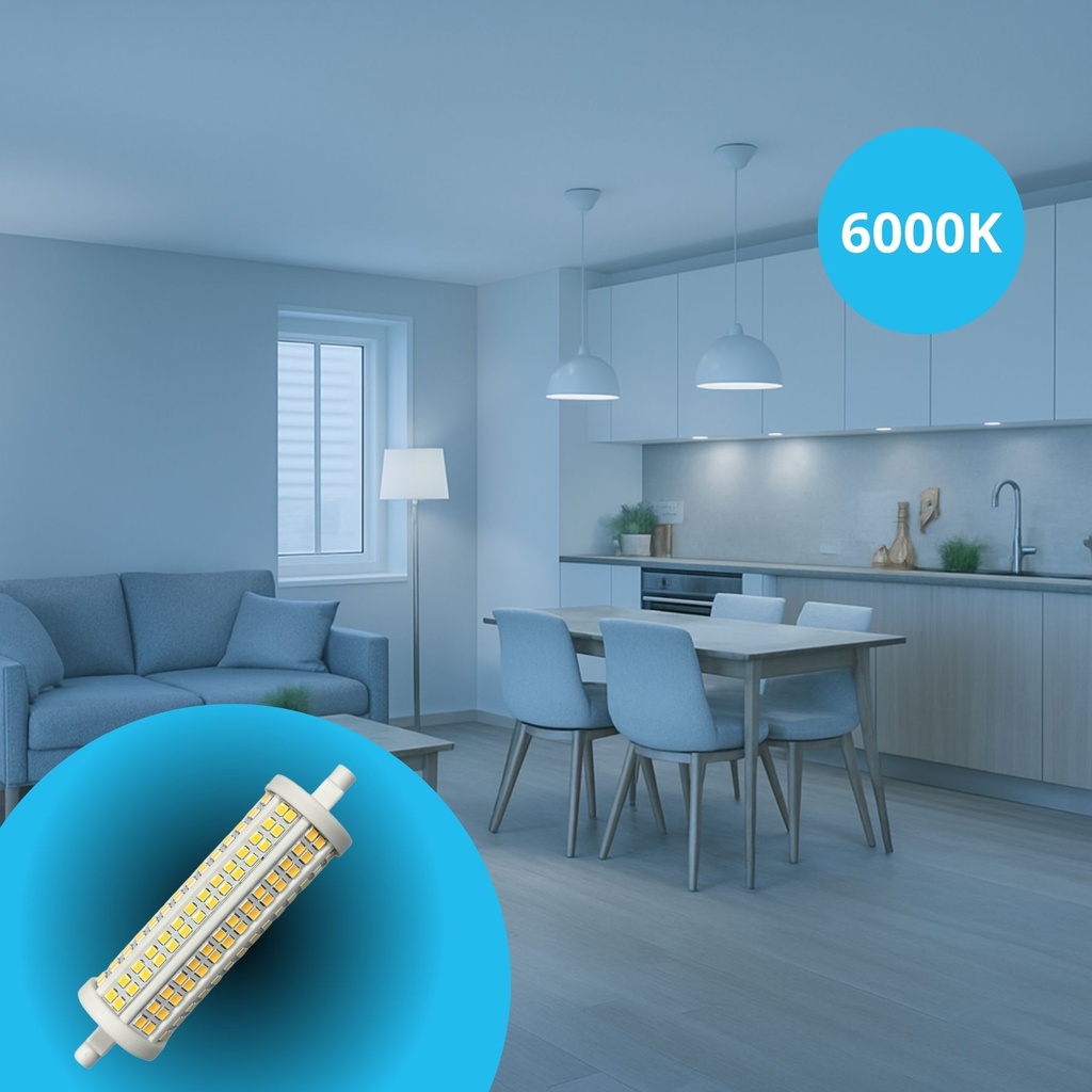 Lampadina Led R7S 118mm SMD 220V 20W 140LM/W Bianco Freddo 6000K >80 360° Triac Dimmer IP20 2800 Lumen