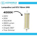 Lampadina Led R7S 118mm SMD 220V 20W 140LM/W Bianco Neutro 4000K >80 360° Triac Dimmer IP20 2800 Lumen
