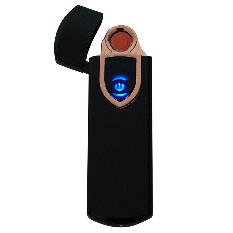 Accendino Elettrico Dual Face USB Ricaricabile Antivento Senza Fiamma Colore Nero Opale
