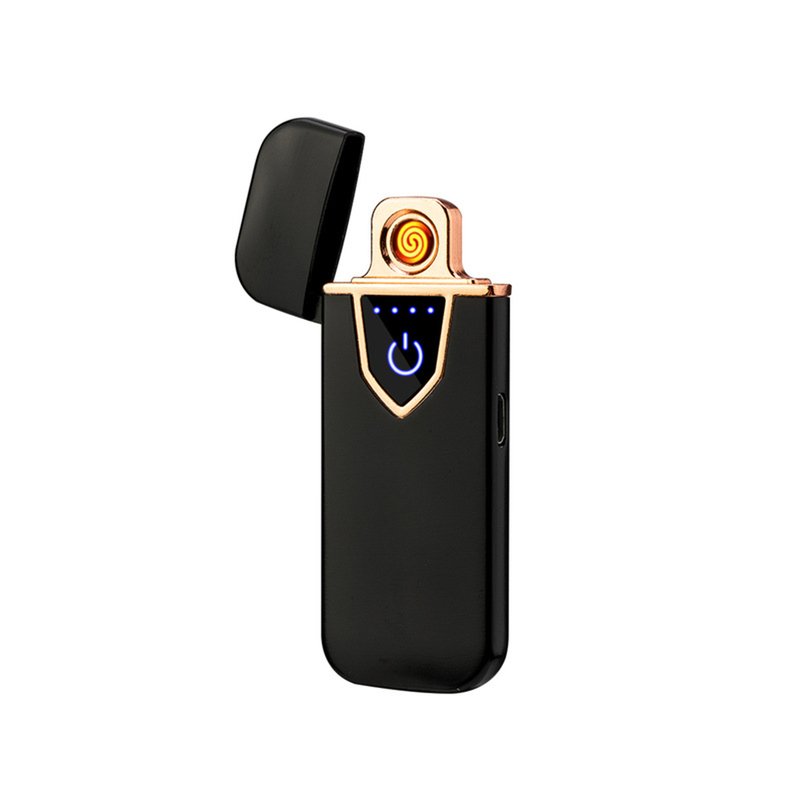 Accendino Elettrico Dual Face USB Ricaricabile Antivento Senza Fiamma Colore Nero Opale