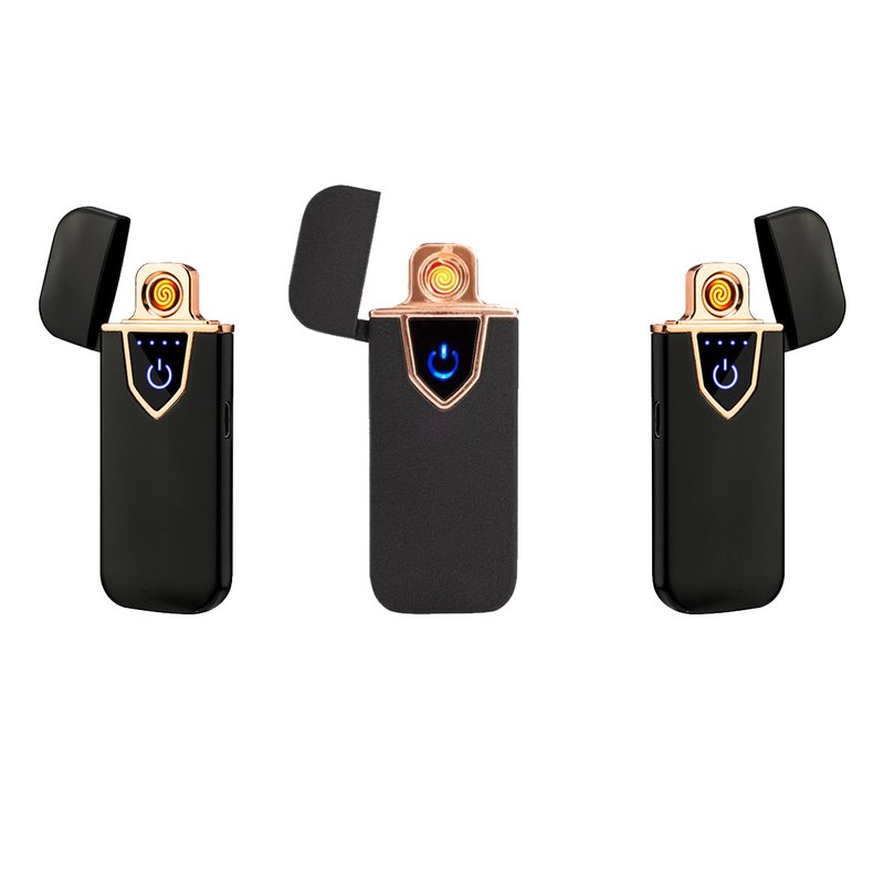 Accendino Elettrico Dual Face USB Ricaricabile Antivento Senza Fiamma Colore Nero Opale