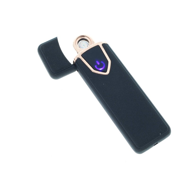 Accendino Elettrico Dual Face USB Ricaricabile Antivento Senza Fiamma Colore Nero Opale