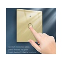 Interruttore Wifi Da Parete 86X86 Pannello Touch 1 Tasto Colore Oro WiFi + RF 433 Compatibile con Amazon Alexa e Google Home